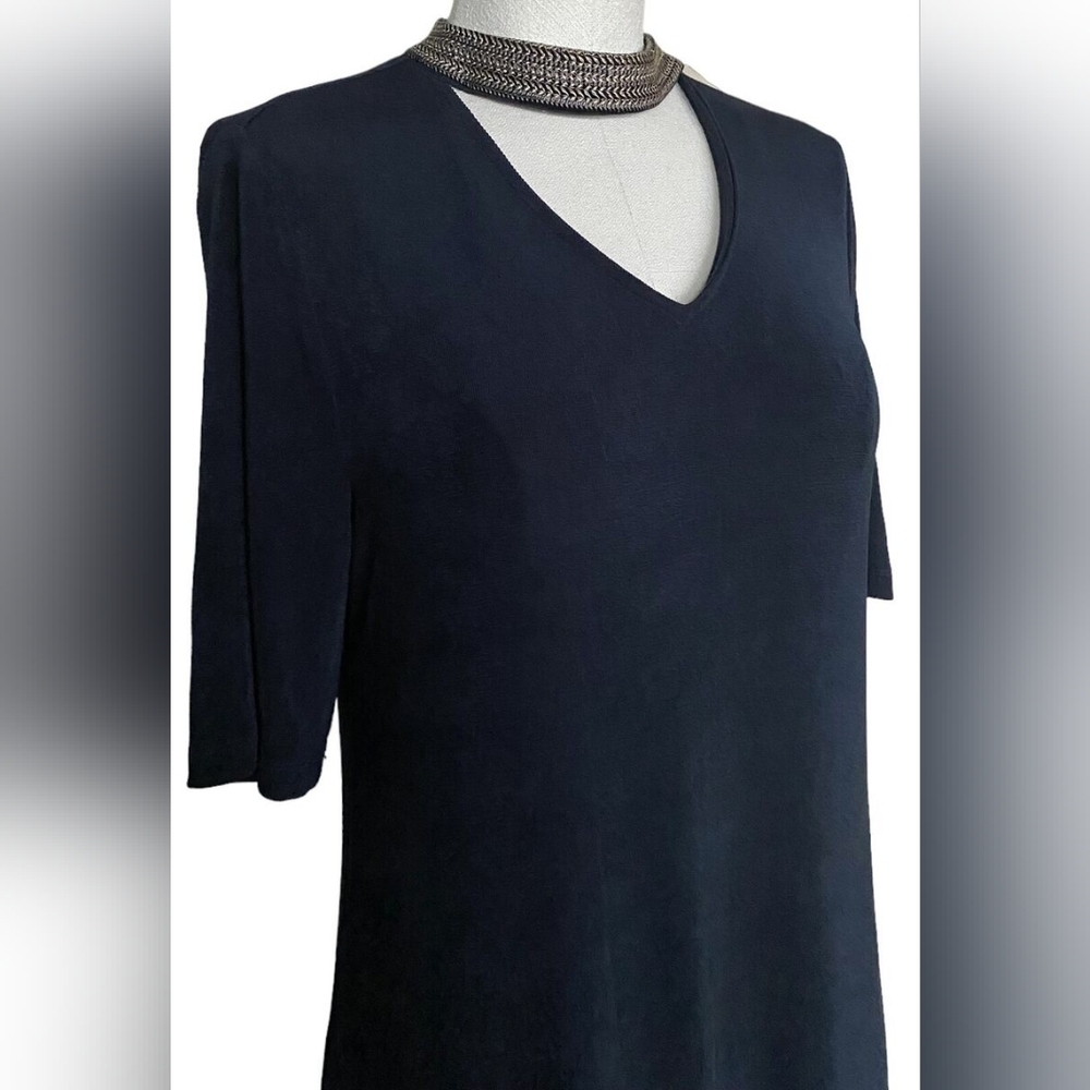 Chicos sz 3 Travelers embroidered neck band dress India Ink sz 16 new with tags - Picture 4 of 12